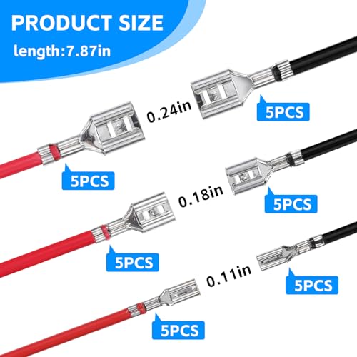 30Pcs Speaker Connectors, 2.8mm, 4.8mm, 6.3mm, Quick Splice | Female Wire with Insulating Sleeves, Crimp Terminal Assortment