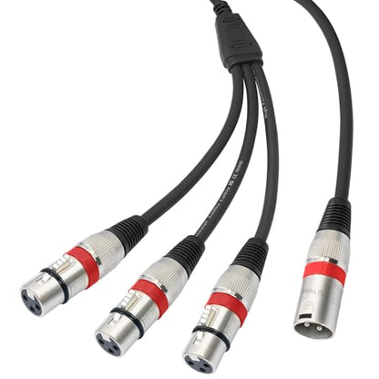 XLR Splitter Cable 3 Way - 1 XLR Male to 3 Female Patch Y Cable Balanced Microphone Splitter 3 in 1 Cord Audio Adapter (60cm/2FT) - color: XLRM-3XLRF-60CM-1PACK