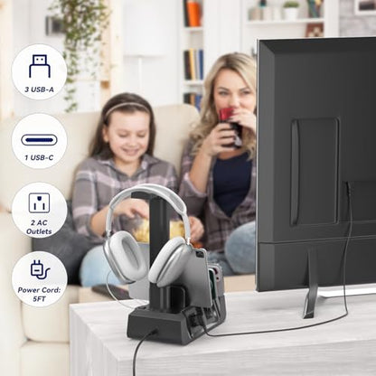 KDD Headphone Controller Stand with Wireless Charging & 6 in 1 Charging Dock with Headphone Stand and Watch Holder