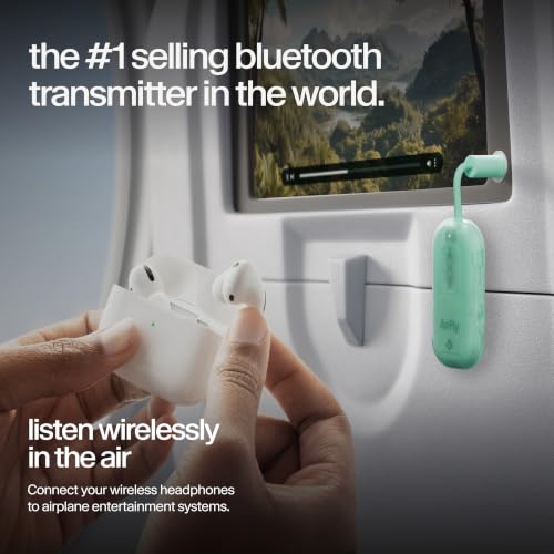 Twelve South AirFly Pro 2, Bluetooth Adapter, Pair 2 AirPods, Mint Ice | Pair 2 AirPods or Wireless Headphones – 3.5mm AUX Bluetooth Transmitter and Receiver for Cars, Boats, Treadmills, TVs & More - color: Mint Ice, style: AirFly Pro 2
