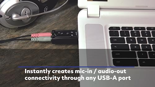 MH USB to Audio Jack Adapter with Volume Controls, 7.1 Sound Card | USB 2.0 bus-powered adds mic-in and -out, 7.1 virtual surround, mute keys, Mac/Windows 152341
