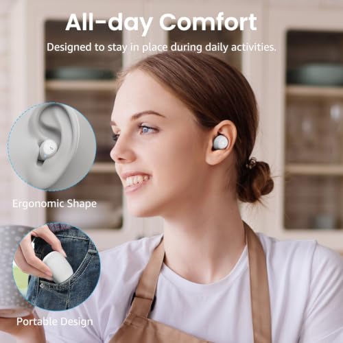 TOZO A1 Wireless Earbuds Bluetooth 5.3 Light Weight in Ear Headphones | IPX5 Waterproof, 2 Mics for AI Calls, Immersive Premium Sound Bass Ear buds with Charging Case, 32 Presets EQ via TOZO App - color: Matte White