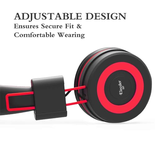 ELECDER i37 Kids Headphones for School Children Girls Boys Teens, Red | Foldable Adjustable Lightweight, 3.5mm Audio Jack On Ear Headphones for Smartphones Chromebook Computer PC Tablets Travel - color: Red