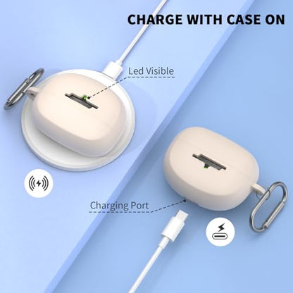 for New Bose Ultra Open Earbuds Case(2024), Off-White | Silicone Shockproof Protective Cover for Bose Open Ear Wireless Earbuds Accessories with Carabiner - color: Off-White