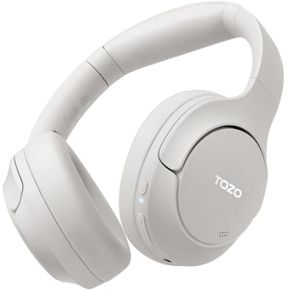 TOZO Hybrid Active Noise Cancelling Headphones, Hi Res Audio | Wireless Over Ear Bluetooth Headset, 60H Playtime, Custom EQ via App Deep Bass Comfort Fit Ear Cups, for Home Office Travel - color: White