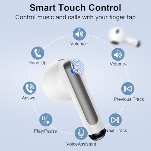 Wireless Earbuds Bluetooth Headphones in Ear Buds with Stereo Deep Bass | 60H Bluetooth Ear Buds with 4 ENC Noise Cancelling Mics, IP7 Waterproofing Earphones Hands-Free Calls Dual LED Display