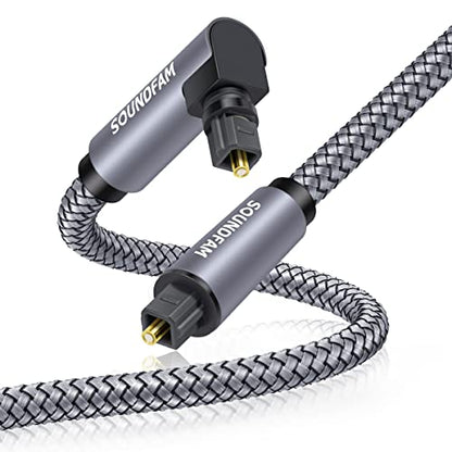 90 Degree Optical Audio Cable 3ft/1M Right Angle Toslink Cable Male to Male 360 Degree Free-Rotating for Home Theater,TV,PS4,Sound Bar,Xbox-Grey - color: Grey-90 Degree Optical Cable, size: 3ft/1M