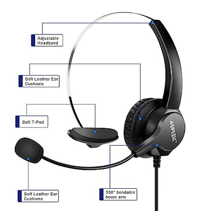 AGPtek® Call Center Dialpad Headset Telephone with Tone Dial Key Pad & REDIAL