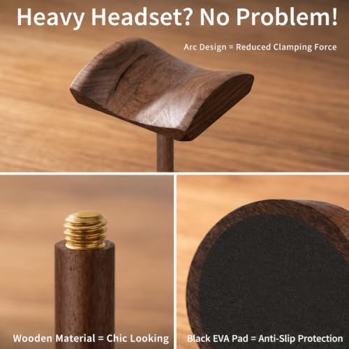 Headphone Stand Nature Wood Headset Hanger Mount Hook Gaming Holder Desktop Earphone Artful Functional Stand for All Headsets with Solid Wooden Base - style: Walnut Wooden