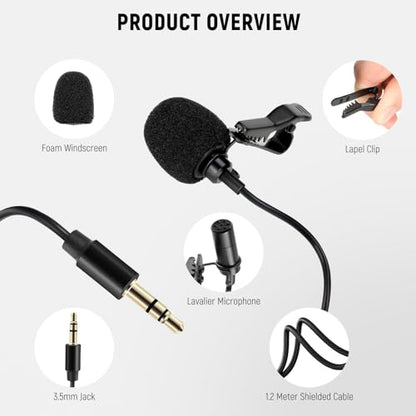 Neewer Lavalier Lapel Microphone (2 Pack), Omnidirectional Condenser Wired Clip On Lav Mic for Stage YouTube Live Streaming Compatible with Rode Wireless GO II 2 DJI Wireless Mic Transmitter, CM5 - style: 2 Pack
