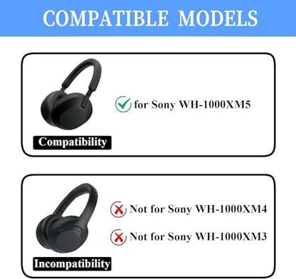 Adhiper 3Sets Silicone Sweat Case Cover for Sony WH-1000XM5 Headphones, Sweatproof XM5 Ear Pads Cover,Ear Covers/Headband Cover Protector, Soft Silicone Headphones Accessories（White） | Soft Silicone Case, 3-in-1 Headphone Covers with Ear Cover & Headband