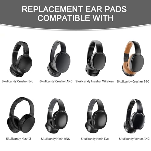 Replacement Ear Pads for Skullcandy Crusher Wireless/Evo/ANC Hesh 3/EVO/ANC, Headphones Earpad Cushions, Headset Ear Covers Also Fit Skullcandy Venue Wireless Headphones - color: black
