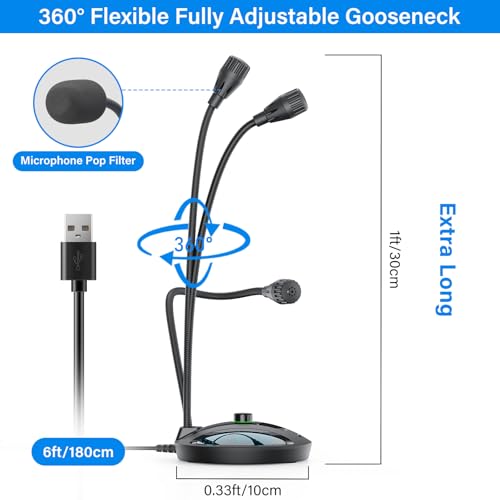 Plug & Play USB Microphone for PC, Desktop Condenser Mic | cardioid mic with noise reduction. Mute button. For podcasting, streaming, gaming. Works with Windows, Mac. - color: Black 3