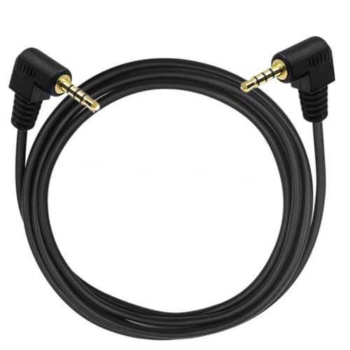 Gold-Plated 90 Degree Right Angle 3.5mm 4 Pole TRRS Stereo Mini AV Male to Male Audio Cable for iPhone iPad iPod Android Handsets Smartphone Tablets，1m
