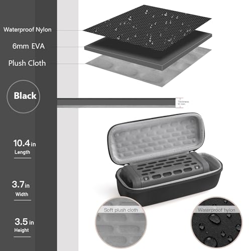 Carrying Case for Turtlebox Ranger Bluetooth Speaker, Black | Shockproof & Dustproof Hard Travel Case with Carabiner Hook & Handle, Soft Lined Protective Storage Bag for Beach Road Trip - color: Black Case
