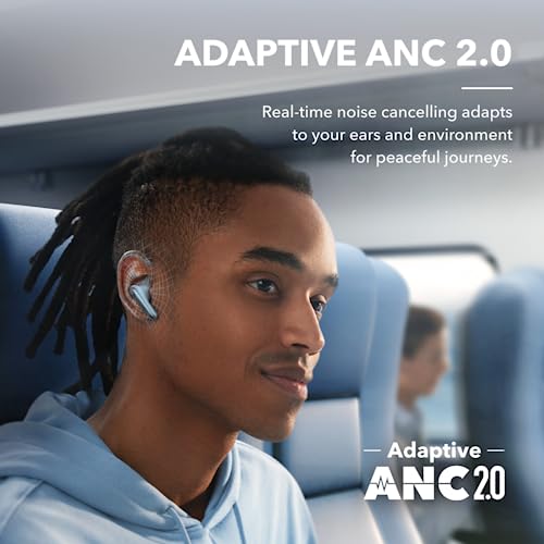 soundcore by Anker Liberty 4 NC Wireless Earbuds | 98.5% Noise Reduction, Adaptive Noise Cancelling to Environment, Hi-Res Sound, 50H Battery, Wireless Charging, Bluetooth 5.3 - color: Light Blue