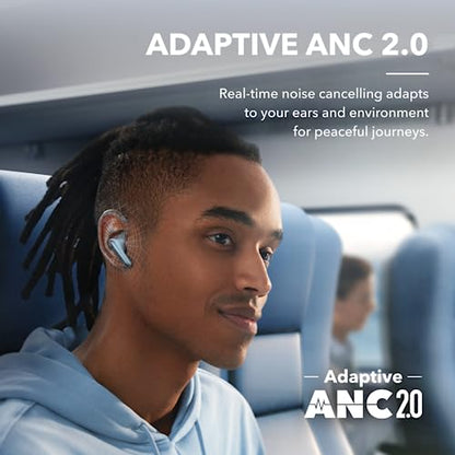 soundcore by Anker Liberty 4 NC Wireless Earbuds | 98.5% Noise Reduction, Adaptive Noise Cancelling to Environment, Hi-Res Sound, 50H Battery, Wireless Charging, Bluetooth 5.3 - color: Light Blue