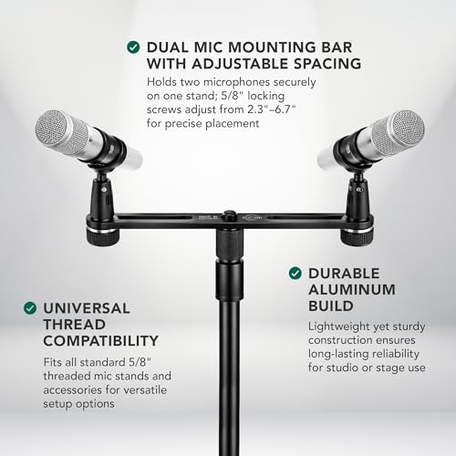 K&M König & Meyer 23550.500.55 Microphone Bar | Adjustable Positioning for Two Mics or Booms | 5/8“ Thread Stand Connector | Professional Choice Made in Germany Black - size: 23550.500.55