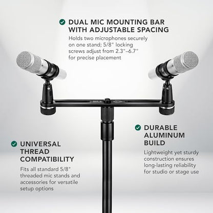 K&M König & Meyer 23550.500.55 Microphone Bar | Adjustable Positioning for Two Mics or Booms | 5/8“ Thread Stand Connector | Professional Choice Made in Germany Black - size: 23550.500.55