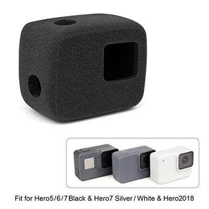 SOONSUN 2-Pack Windslayer Cover for GoPro Hero 5/6/7 Black, White, Silver | Wind Noise Reduction, Wind Muff Foam Windscreen, Clearer Audio for Cycling, Motorcycle Riding, Skiing and Outdoor Recording