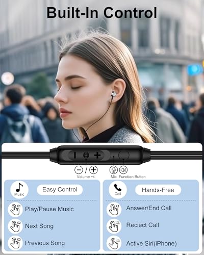 Wired Earbuds Lightning Connector for iPhone 14/13, in-Ear Wired Headphones | Lightning Earbuds Wired with Mic & Volume Control, Hi-Fi Stereo Apple Lightning Wired Earphones Headphones Cord for iPad iPod