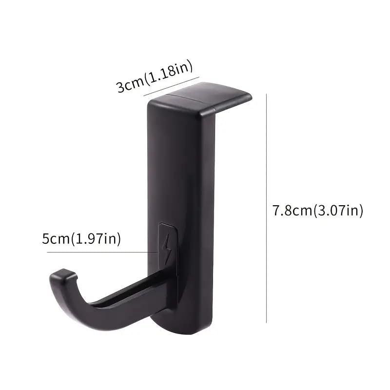 Generic 1pcs Headphone Hanger Holder, Wall Mount, Headset Hook, Under Desk, Earphones, Black, Silicone, Multiple Surfaces - color: Black