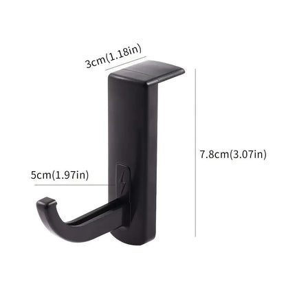 Generic 1pcs Headphone Hanger Holder, Wall Mount, Headset Hook, Under Desk, Earphones, Black, Silicone, Multiple Surfaces - color: Black