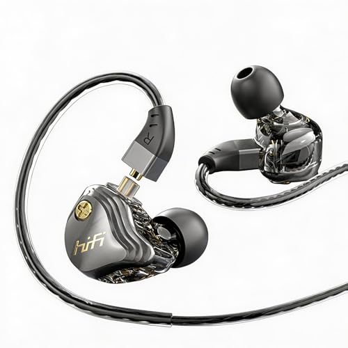 3.5mm Wired IEM Earbuds with Mic, 10mm Driver, Detachable Cable | 10mm HiFi sound, detachable 4N OFC cable and noise-isolating fit for music, gaming, calls and daily use. - color: Black, size: 3.5mm