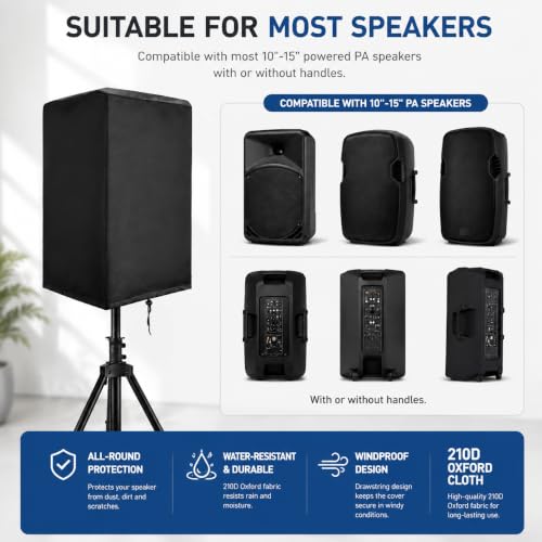 Outdoor Speaker Cover for Yorkville PS10P 10" 2012–2020, Powered Pa Speakers, Water-Resistant Weather Protective Oxford Fabric Cover for Portable Dj Speakers