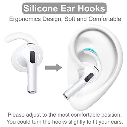 4 Pairs Anti Slip Kit Compatible with AirPods 3rd Gen, Silicone Sport Ear Hooks and 360° Rotation Adjustable Length Outdoor Earhooks Grip Ear Tips Wing Buds Holder for New AirPod 3-4X1