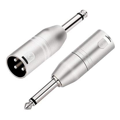 Tisino 1/4" TS Mono to XLR Adapter, Unbalanced Quarter Inch 6.35mm Male to XLR Male Adapters - 2 Pack - color: 1/4" TS to XLRM