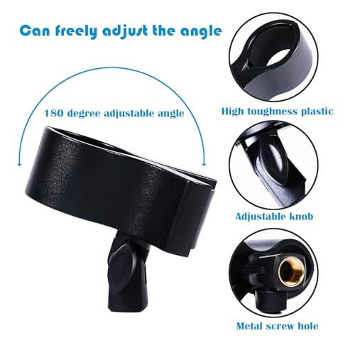 2pcs Large Microphone Clips, Adjustable Mic Holder for Microphones with Outer Diameter Range 1.26" from 2.3", with 5/8" Male to 3/8 to1/4" Female Screw Adapter(Black) Mic clip holder for stand - color: Black(c1*2pc)