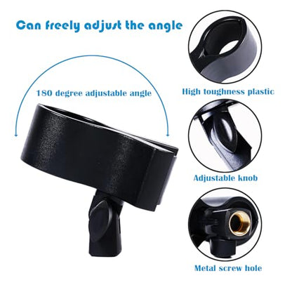 2pcs Large Microphone Clips, Adjustable Mic Holder for Microphones with Outer Diameter Range 1.26" from 2.3", with 5/8" Male to 3/8 to1/4" Female Screw Adapter(Black) Mic clip holder for stand - color: Black(c1*2pc)