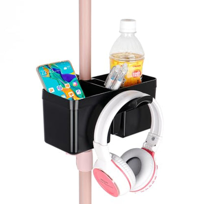 Koolehaoda Mic Stand Dual Cup Holder with Headset Hanger - Universal Clamp | Drink Holder for Music Stand, Light Stand, Tripod, for Live Streaming, Karaoke, Recording, Music Sheet, Easy Clamp-On Design - size: Cup Holder