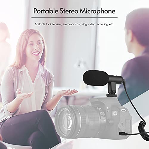 Portable Stereo Microphone Video Recording Mic 3.5mm TRS Plug | Built-in Rechargeable Battery for DSLR Cameras Camcorder