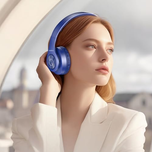 TUINYO Bluetooth Headphones Wireless Over Ear, Dark Blue - color: Dark blue