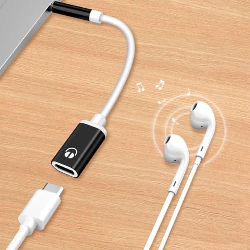 3.5mm Male to Type-C Female Audio Adapter Cable, White, Compatible with Smartphones, MP3 Players, Laptops, Tablets