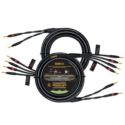WORLDS BEST CABLES 30 Foot WBC-GOLD-LOCAP-SPKR-12 AWG - Low-Capacitance - Low-Inductance - High Purity OFC - Audiophile HiFi Bi-Wire Speaker Cable Pair with Eminence Gold Banana Plugs - size: 30 FT