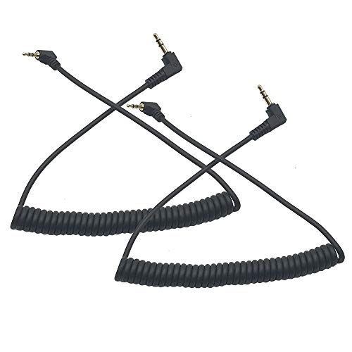 Seadream Coiled 2.5mm to 3.5mm Aux Cable 2Pack 90 Degree Right Angle 3.5mm Male to 2.5mm Male Coiled AUX Audio Cable Cord Black