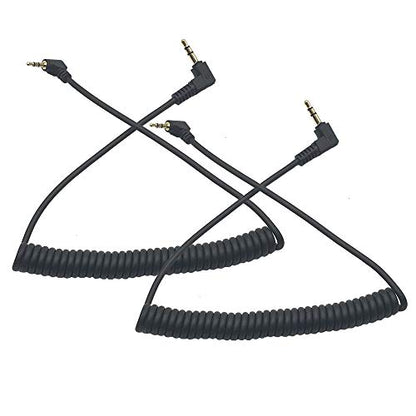 Seadream Coiled 2.5mm to 3.5mm Aux Cable 2Pack 90 Degree Right Angle 3.5mm Male to 2.5mm Male Coiled AUX Audio Cable Cord Black
