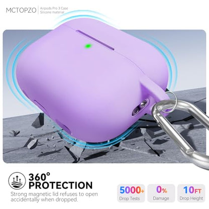 for AirPods Pro 3 Case 2025,Come with Cleaner Kit,Magnetic Purple | Silicone Protective Cover for Airpod Pro 3rd Generation Case with Keychain,for Women Men,One-Piece Design,Shockproof,Magnetic - color: A1-Magnetic Purple