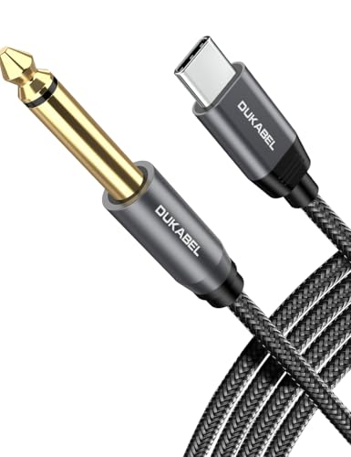 USB C Guitar Cable, Type C to 1/4 TS Cord for Guitar Recording - 8Ft/2.4M | 24bit/48KHz, Instrument Recording for Bass, Mixer, Compatible with Smartphone, Laptop, Mac - style: TypeC to 1/4inch