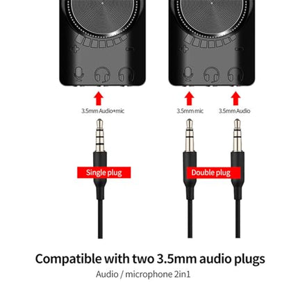 Vikye USB Sound Card Adapter, USB to 3.5mm Jacks 7.1 Channel Mute Button Volume Control USB External Stereo Sound Card for PC Laptop Headset, Vikyemyh5utipw6