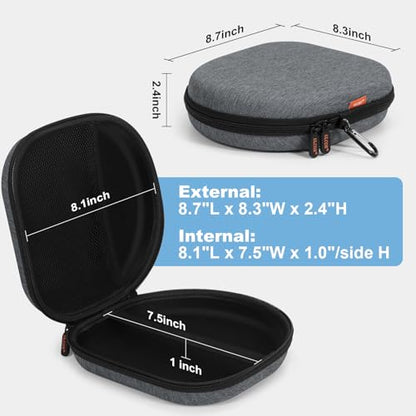 Universal Headphone Case 8.1x7.5x2.0, Hard Shell Travel Pouch Bag | Upgraded Shockproof, Fits JBL/Sony/Bose/Soundcore, Double Zipper, Mesh Pocket, Carabiner - color: Light Grey