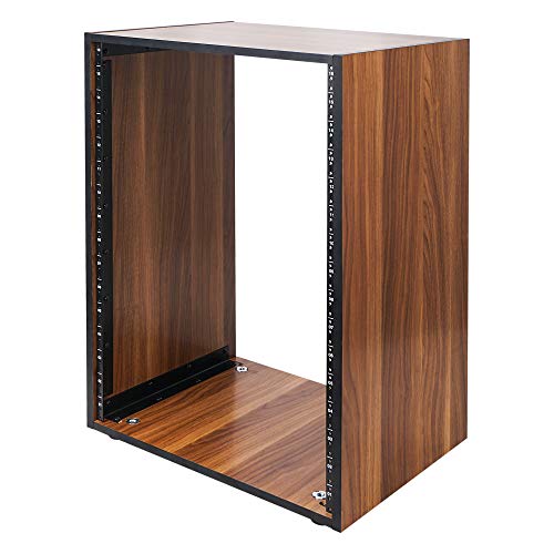 Sound Town DIY 16U Studio Rack with Furniture Grade Walnut Laminate, Rubber Feet, Casters (SDRK-16WN) - size: 16U w/ Casters