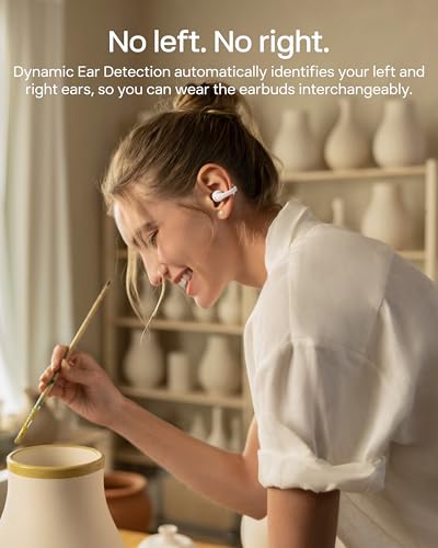 SHOKZ OpenDots 2 Open-Ear Clip-On Earbuds, White, Dolby Audio, 3 Mics | Deep Bass, 40H Playback, Bluetooth 6.1, IP57 Waterproof, AI Noise Reduction, Wireless Fast Charging - color: Pearl white