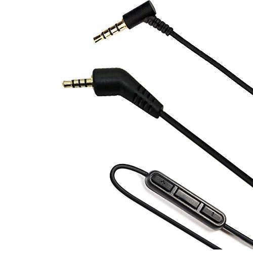 QC3 Replacement Audio Cable Cord for Bose Quietcomfort 3 QC3 Headphone with Inline Mic Volume Control 1.4 Meters 3.5mm to 2.5 mm Cable for iOS Android System (Built-in Microphone)