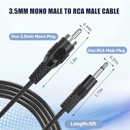 RCA to 3.5mm Mono, 2 Pack 6ft 3.5mm 1/8 inch Mono Male Plug to RCA Male Audio Cable Adapter, for Speakers, Subwoofer - size: 2 Pack