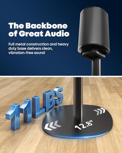 Speaker Stands for Sonos Era 100, 100 SL & Era 300 - Hidden Cable, 1 Pair | Sturdiness, Easy to Assemble, 29.1–39'' Height Adjustable, Two Base Mounting Options, Black, Max holds 11lbs(per one)
