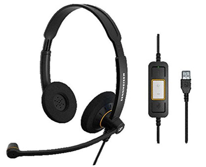 EPOS Sennheiser Consumer Audio SC 60 USB ML (504547) - Double-Sided Business Headset | For Skype for Business | with HD Sound, Noise-Cancelling Microphone, & USB Connector (Black)
